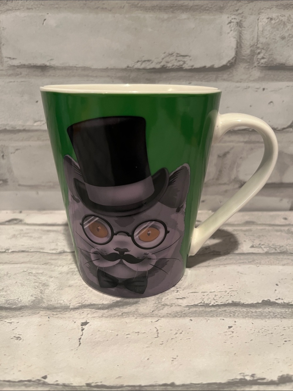 Christopher Vine Australia Green Cat with Top Hat Ceramic coffee Mug The Mob